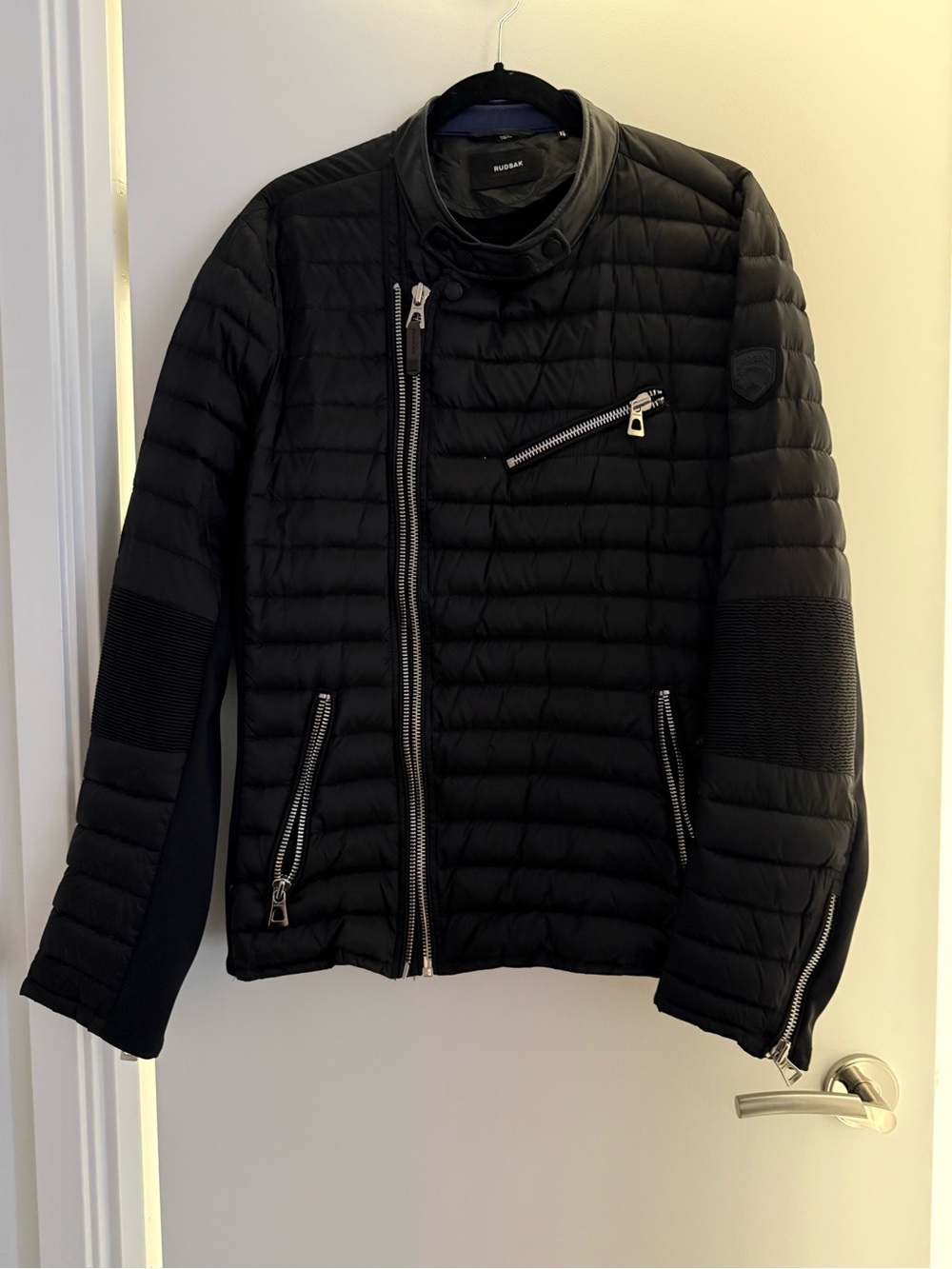 RUDSAK Black Quilted Moto-Style Puffer Jacket